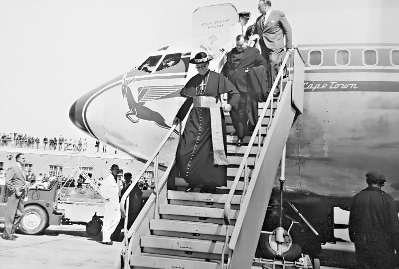 Cardinal McCann arrives back in Cape Town, 1965 (Southern Cross Archive)